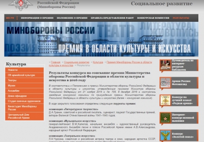 премии Министерства обороны Российской Федерации в области культуры и искусства